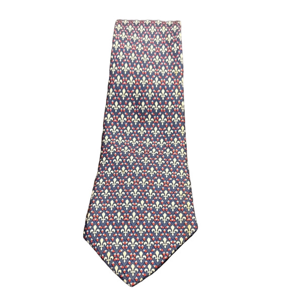Hermes Other - Hermes 100% Silk Tie with Fleur-De-Lis Pattern 7137 FA